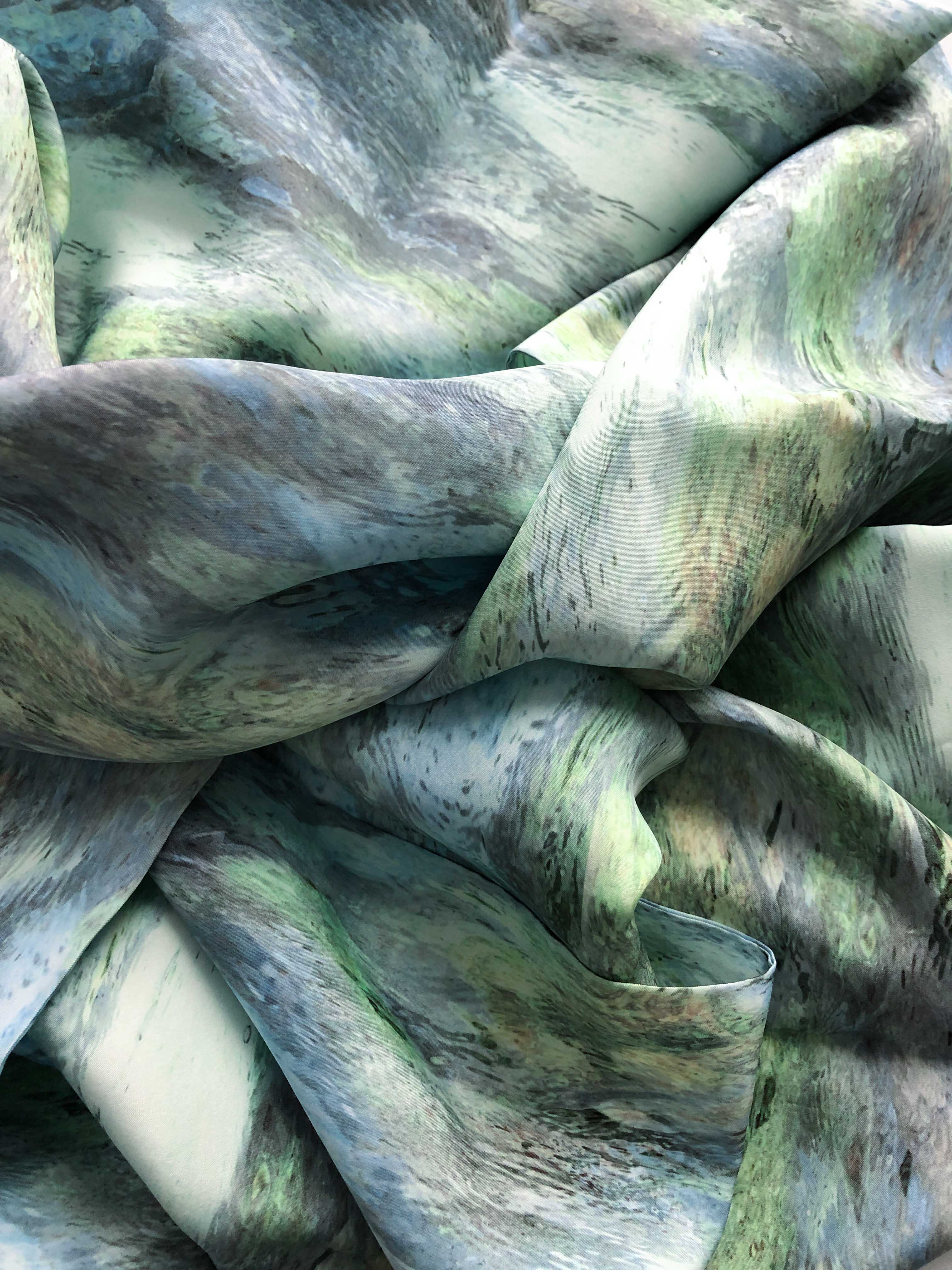 "Blue-Green Healing Waters" Double Layer Silk Wrap