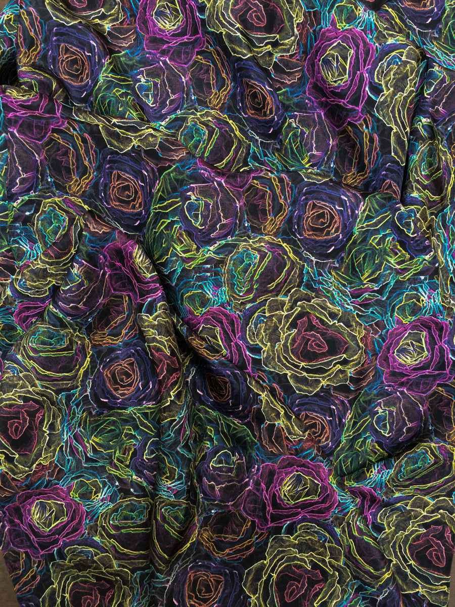 "Fiesta Flowers" Single Layer Silk Wrap/Scarf
