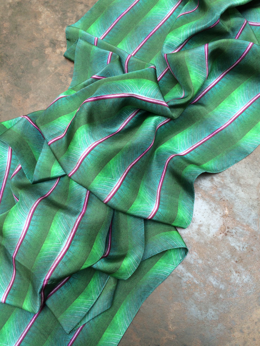 "Purple Line Leaf" Double Layer Silk Wrap