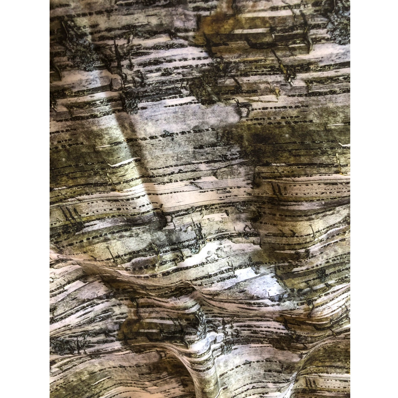 "Khaki Green Birch" Double Layer Silk Wrap