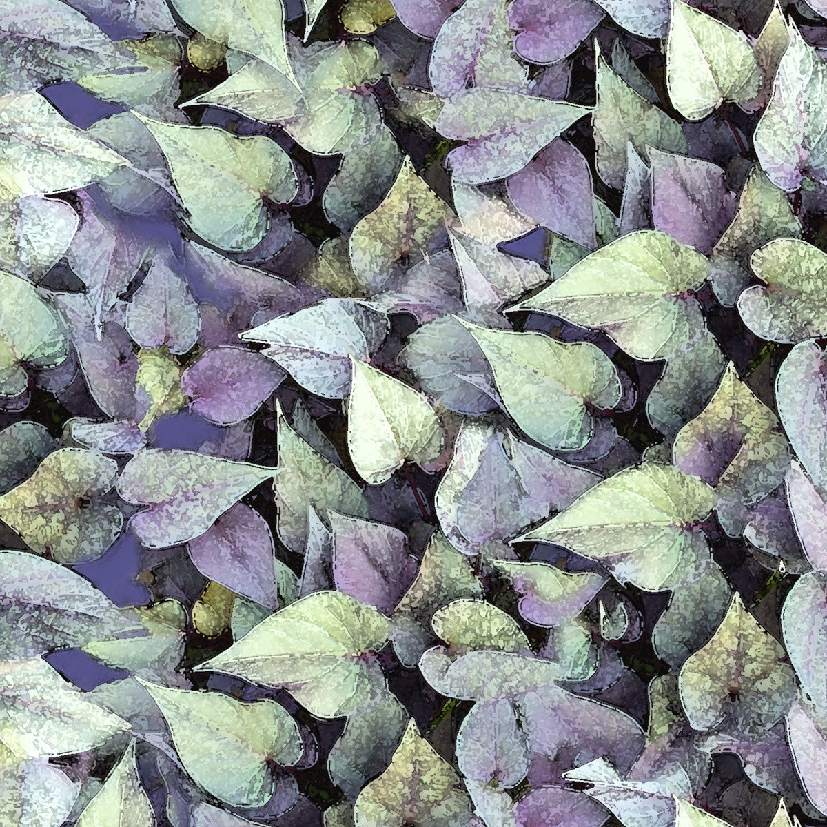 "Pete's Garden purple green" Cotton/Silk Voile Wrap