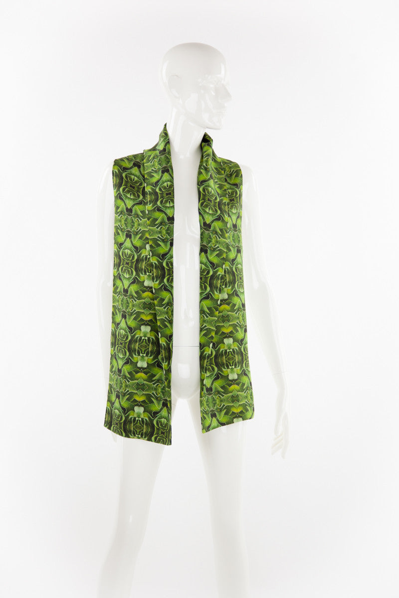 "Hojas Verde" Double Layer Silk Scarf