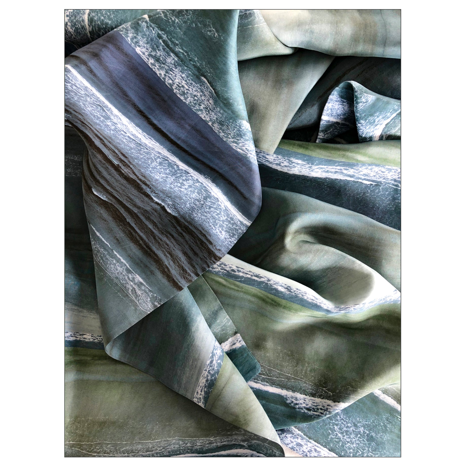 "Sand and Sea" blue Double Layer Silk Wrap
