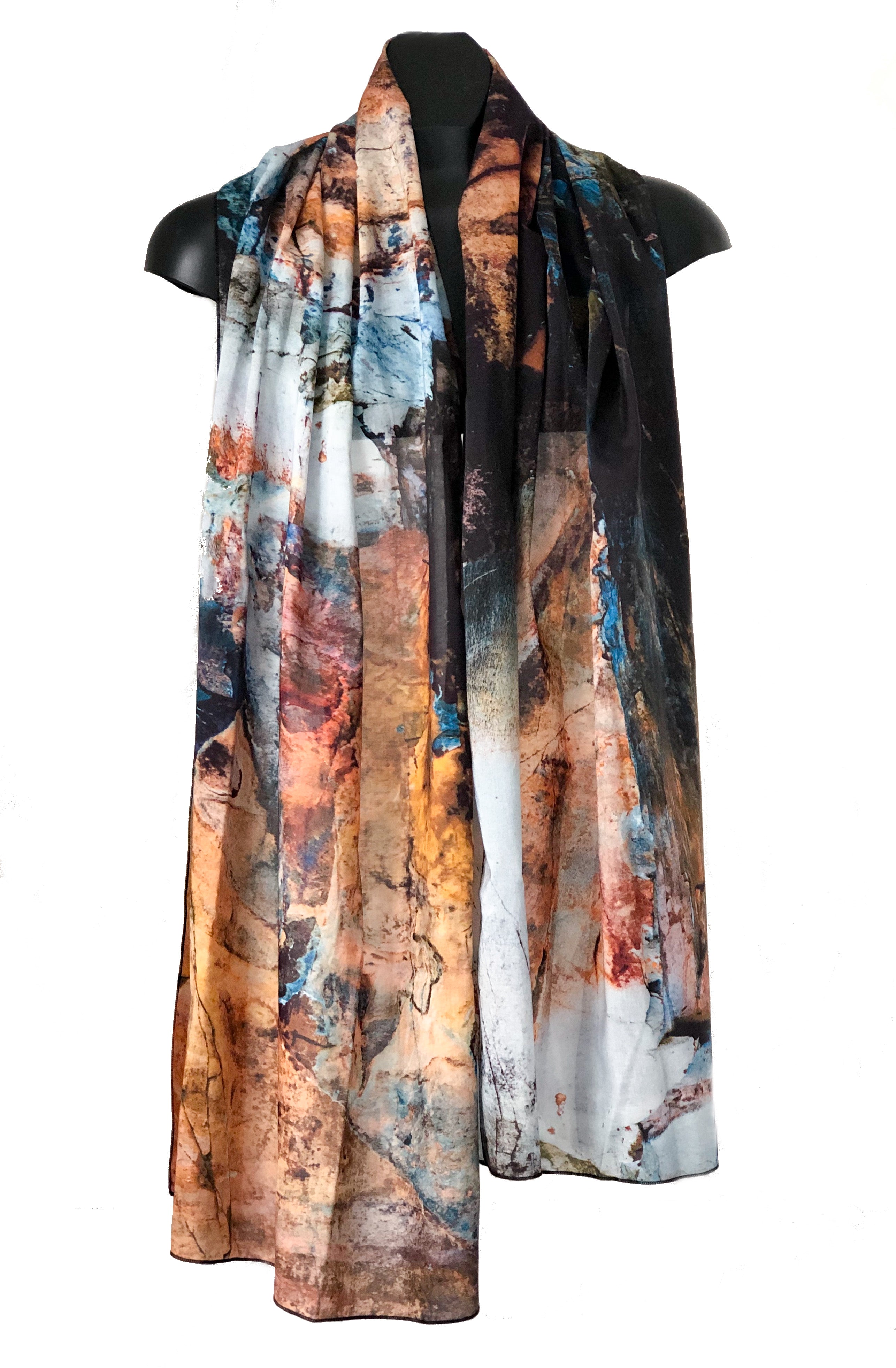 "Stone Forest & Sky" Cotton/Silk Voile Wrap